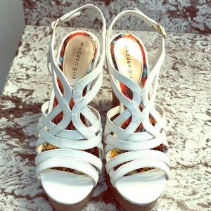Madden Girl White Strappy Wedges